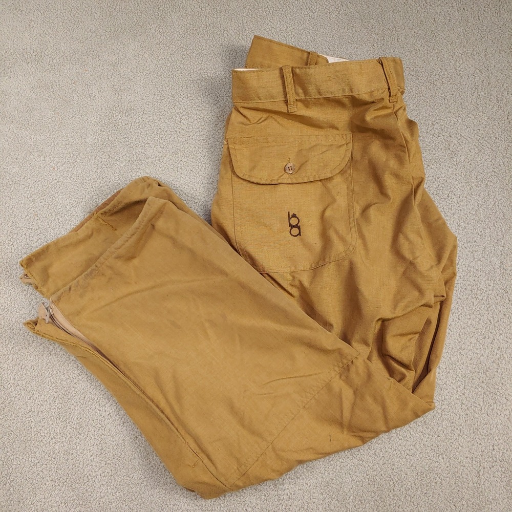 Bob Allen Hunting Pants - Men 38x27 Tan Canvas Zipped Cuffs Made in USA Vintage